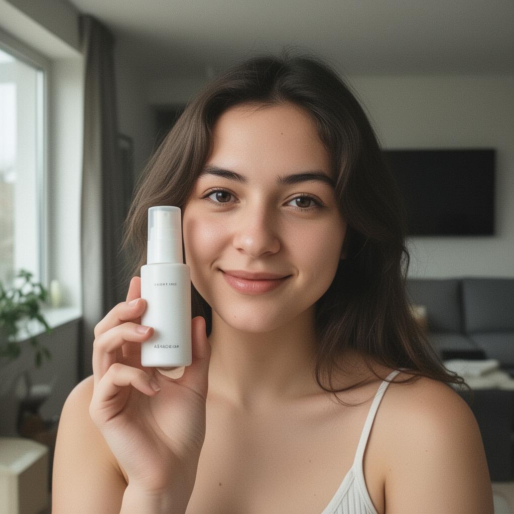 Creator reviewing skincare product